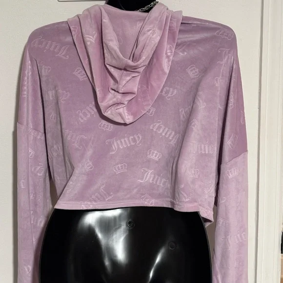 RARE XL Juicy Couture pink suit cropped hoodie joggers pajamas sweatsuit baggy - Picture 6 of 13